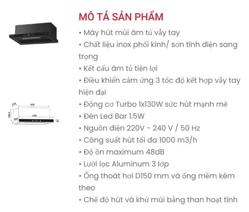 Hút mùi Âm KF-TL7735B BOST